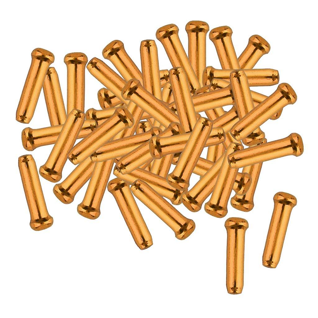 50pcs/Pack Aluminum Alloy Bicycle Inner Tips Wire End Caps Crimps Line Core Golden