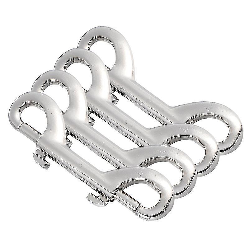 8.9X2cm Silver Utility Hooks 4 Pcs Double End Bolt Snap Hook Clips Hardwares Double Ended Bolt Snap