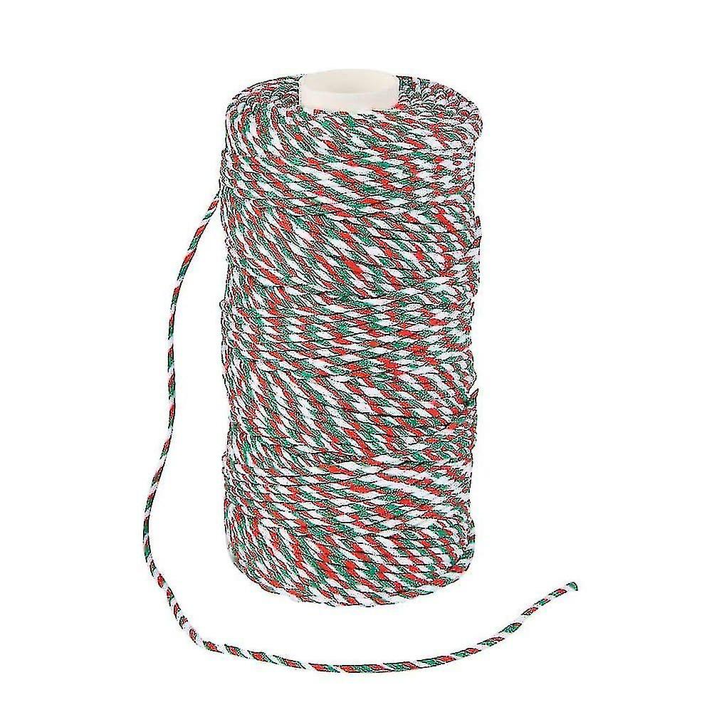 String Green Red And White 200m, Craft String Cotton Cord String Twine Cord 1 Spool, Butcher Twine/garden Twine/baker Twine Cotton Twine For Christmas