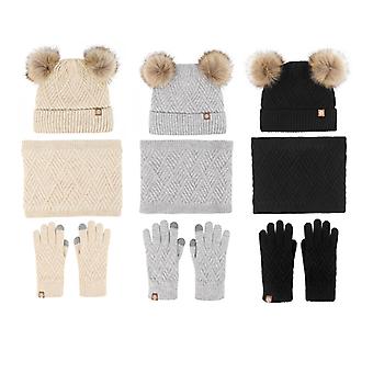 thumbnail image 2 of Kids Winter Hat Scarf Gloves Set - Pom Pom Beanie, Neck Warmer & Fleece-Lined Gloves For Boys Girls 5-12 Years 2 of 11