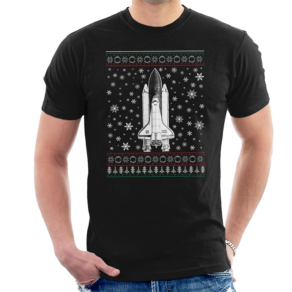 NASA Challenger Shuttle Christmas Knit Pattern Men's T-Shirt