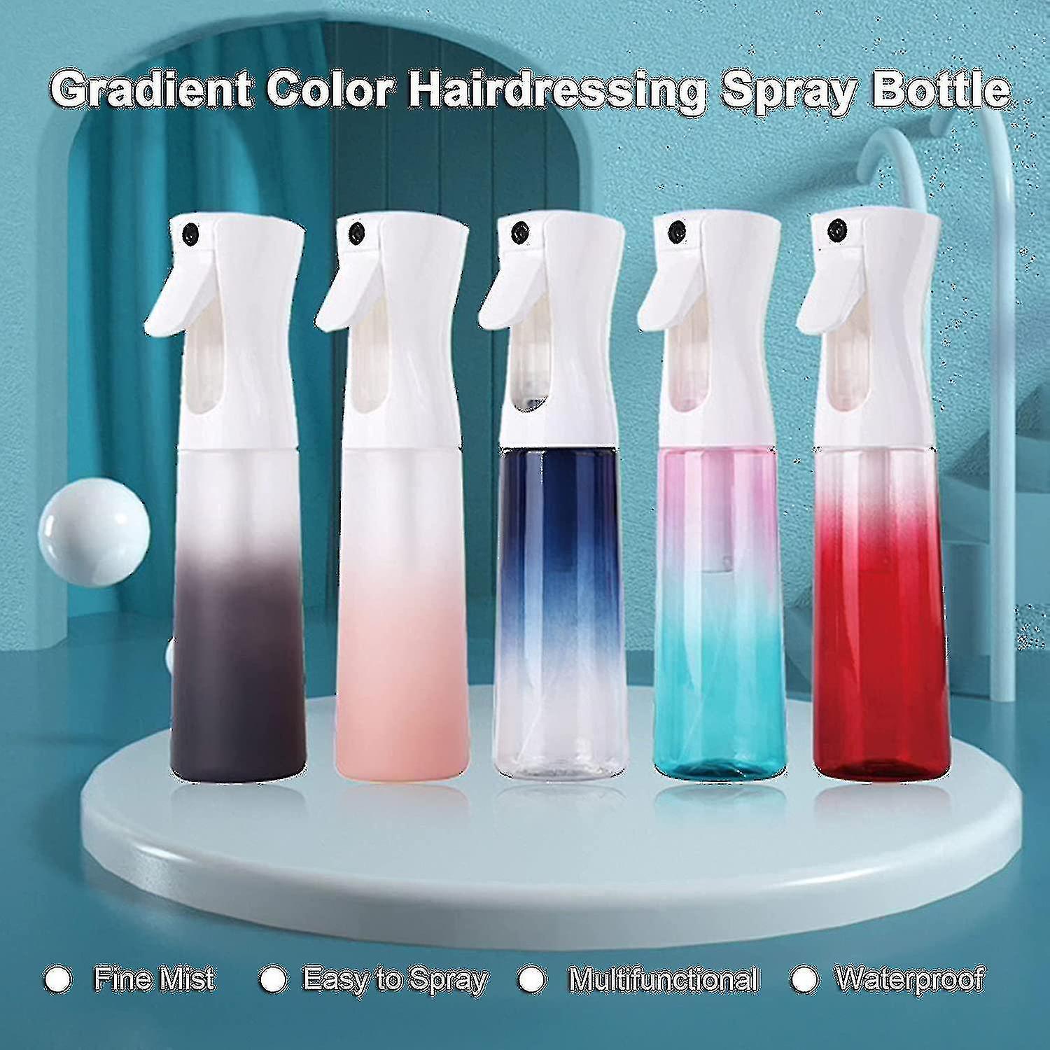 Haarsprayfles trigger continu water voor kappers die 300 ml lege gradiënt kleur sprayfles reinigen