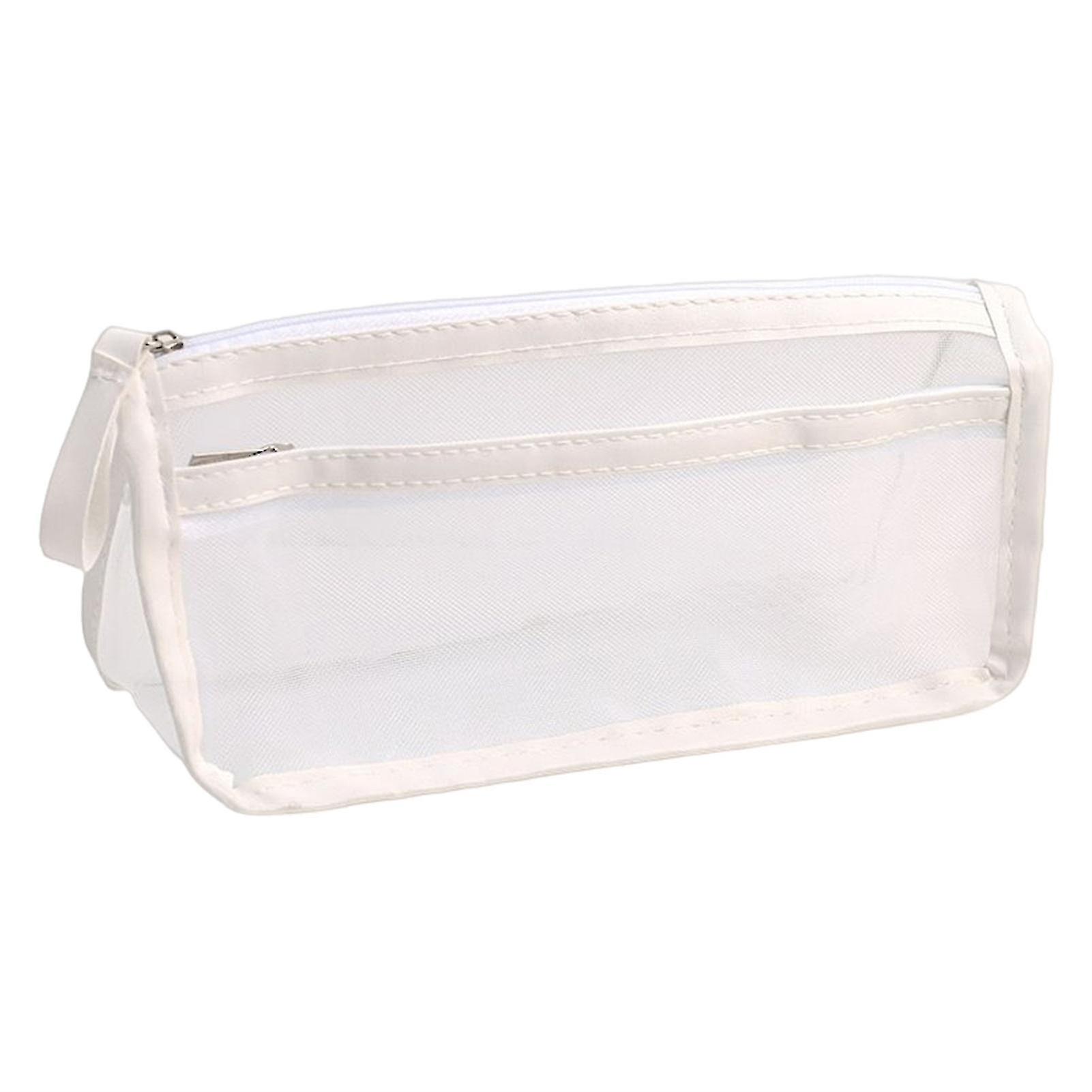 Pencil Bag Transparent Lar Mesh Double Layer Sry Case