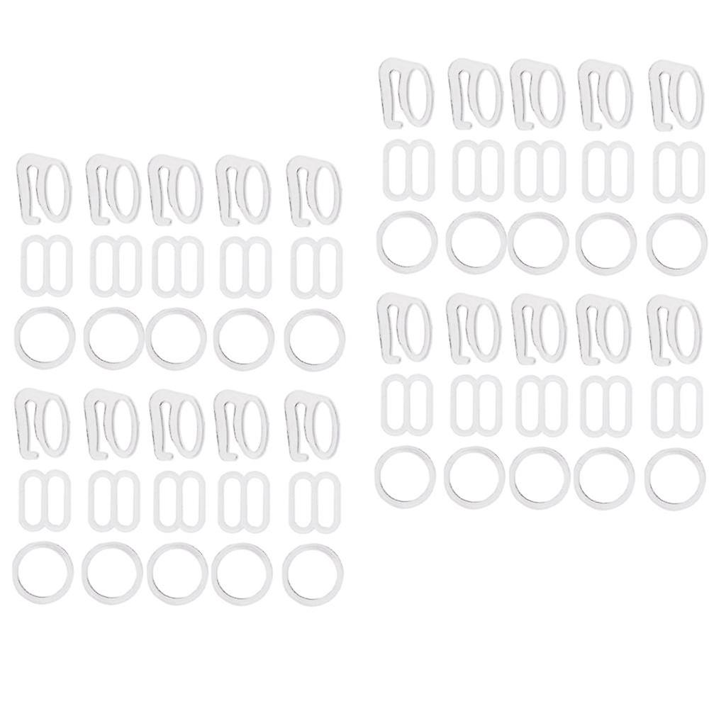 20 Sets Nylon Bra Strap Adjuster Slider/Hooks/O Ring Lingerie Craft White