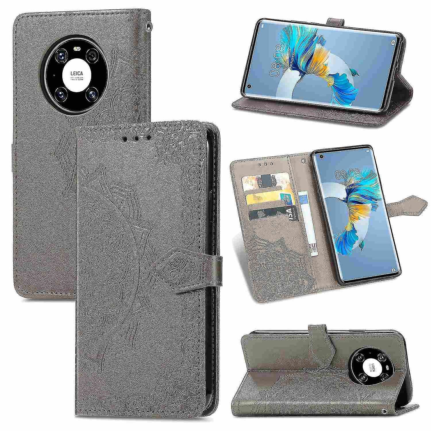 Compatible avec Compatible avec Huawei Mate 40 Housse de portefeuille en cuir Emboss Mandala Magnetic Fli