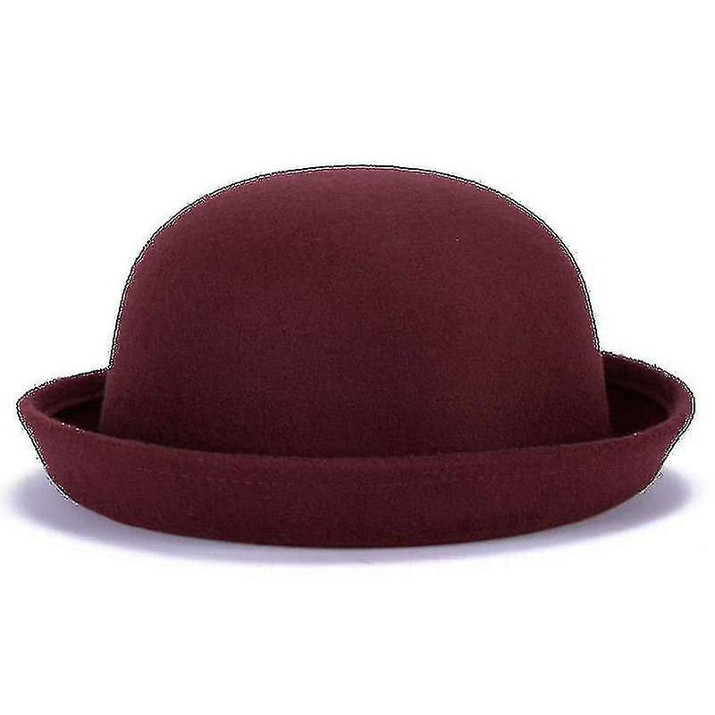 Modne kobiety Solid Color Bowler Derby Wool Felt Hat