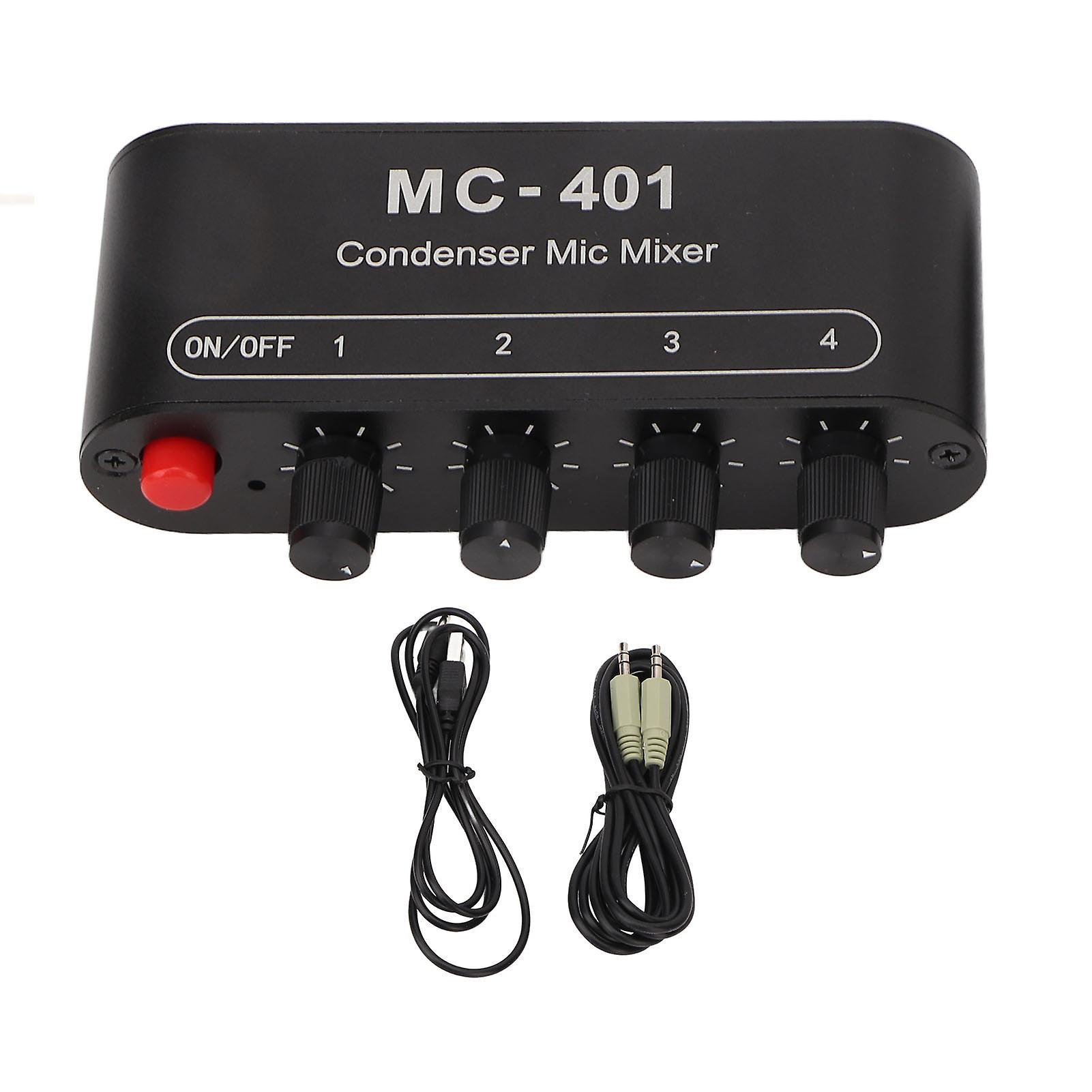 4 in 1 Out Mic Mixer 3.5mm Stereo Portable Condenser Microphone Mixer Extender for Headphone Speaker PC Audio Recording