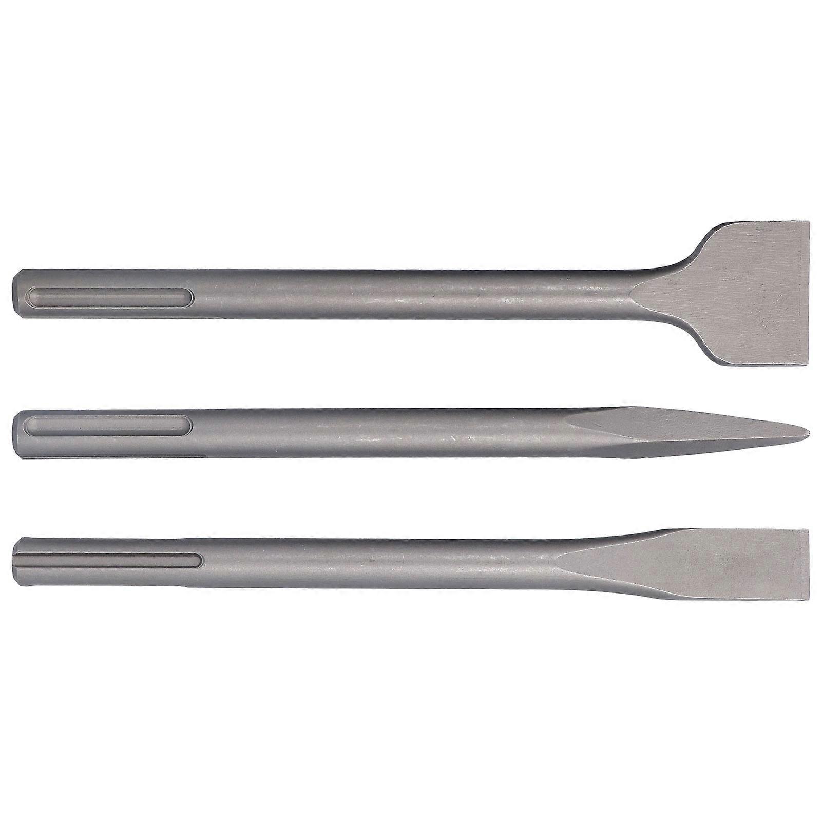3Pcs Chisel Carbon Steel Scaling Flat Point Rotating Hammer Drill Bits for Tile Concrete Work5 Pit Handle