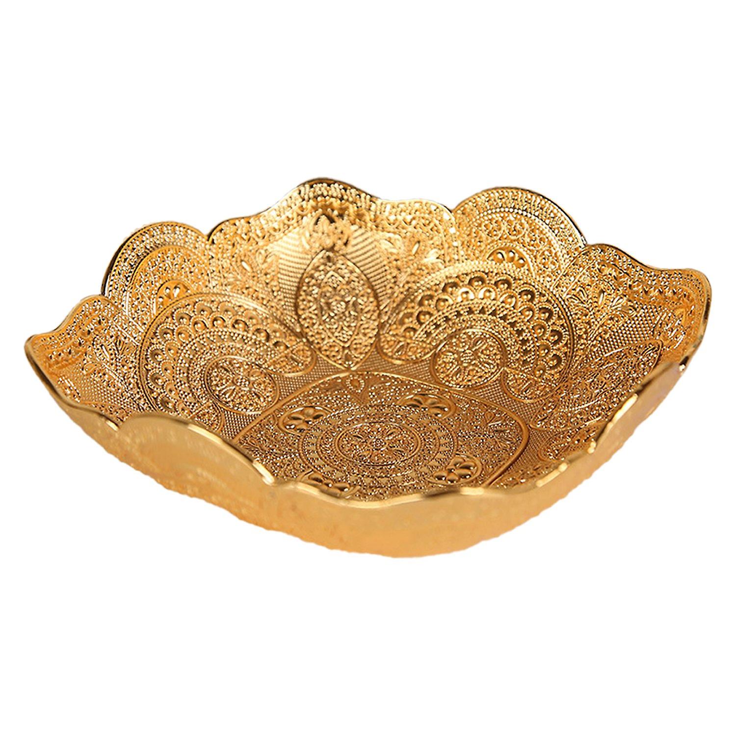 Golden Color Fruit Tray Clear Texture Zinc Alloy Parties Table Candy Bowl for Indoor