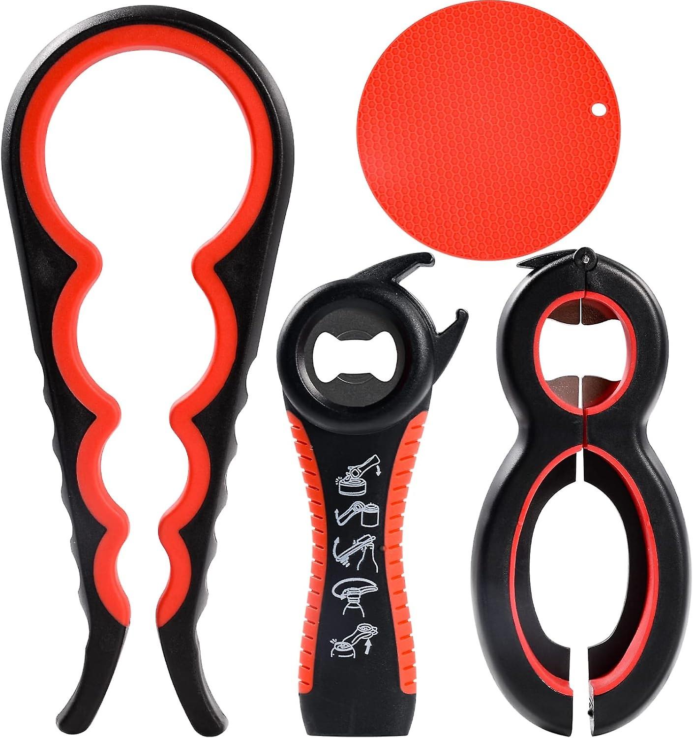 Jar Opener Gripper - 4Packs Rubber Jar Opener for Weak Hands 6-in-1 5-in-1 Jar Bottle Openers for Se