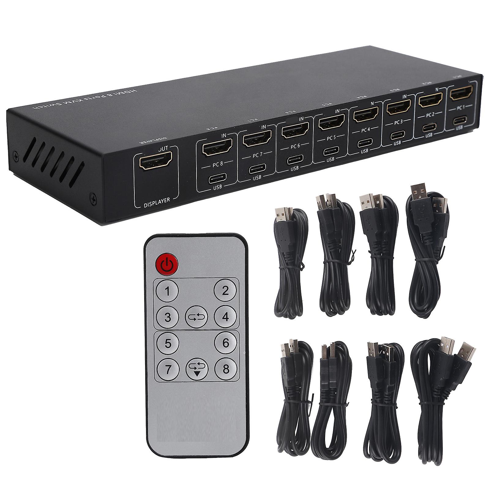 8 in 1 Out Switch High Definition Multimedia Interface Remote Control KVM Converter with Cable
