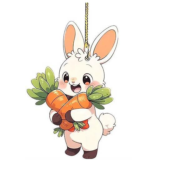 Acrylic Hanging Pendant Adorable Appearance Creative Shape Easter Bunny Car Hanging Ornament Rearview Mirror Decoration