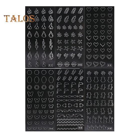 6Pcs Nail Art Stencil Stickers French Line DIY Manicure Tools Stencil Stickers for Creative Wavy Oblique Spray Designs