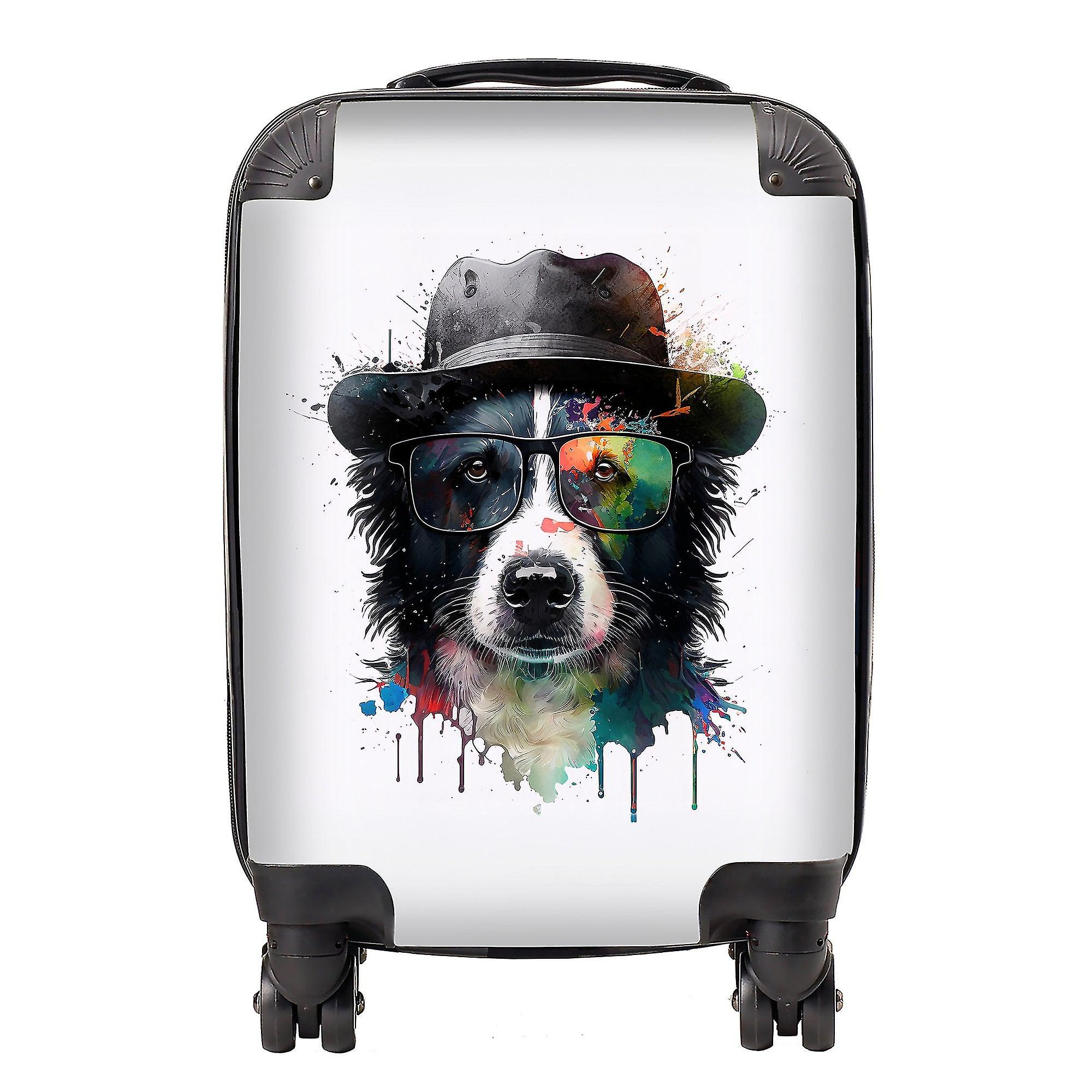 Border Collie Dog Splashart Suitcase