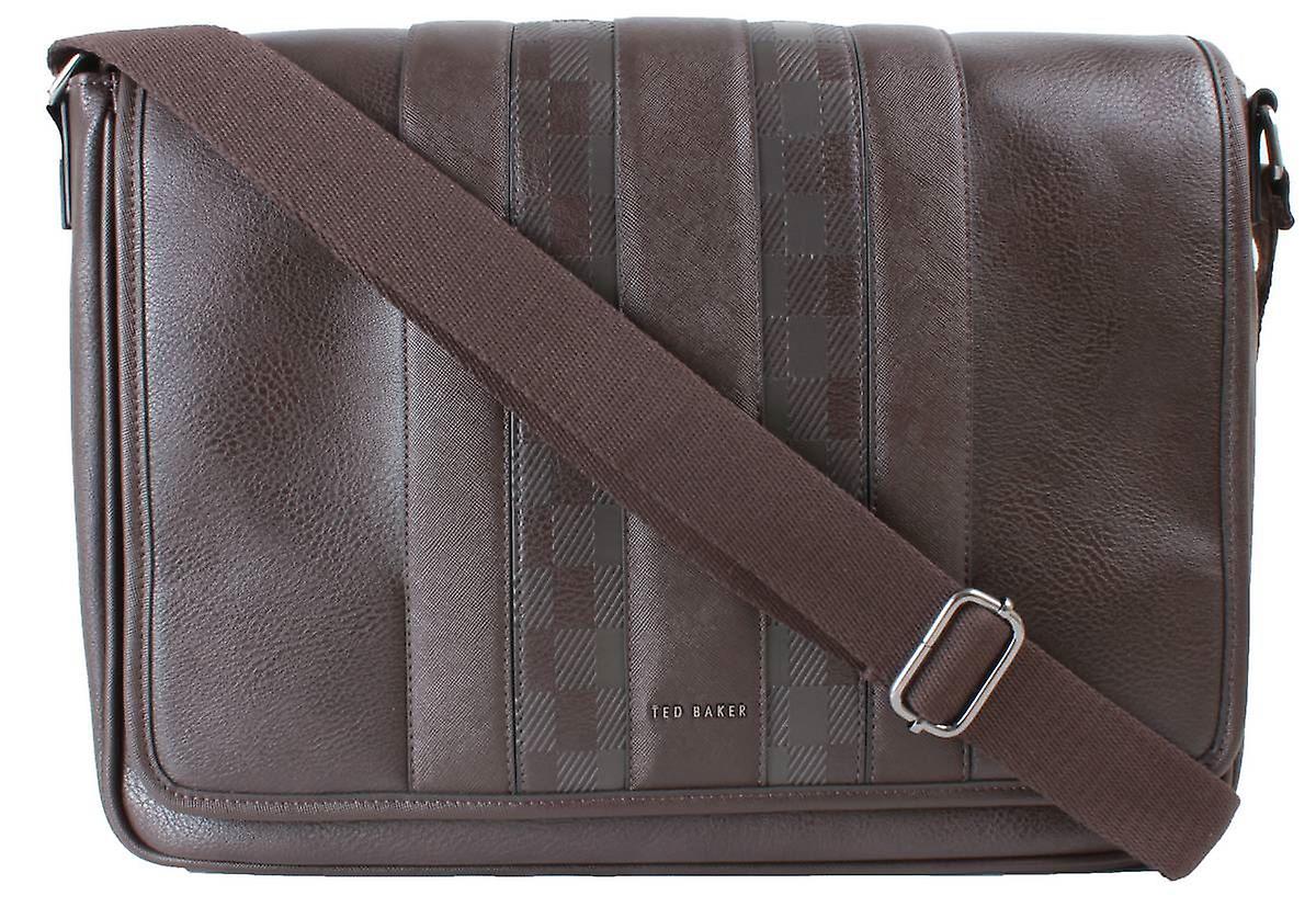 Ted Baker Wayvon House Check Messenger Bag - Chocolate Brown