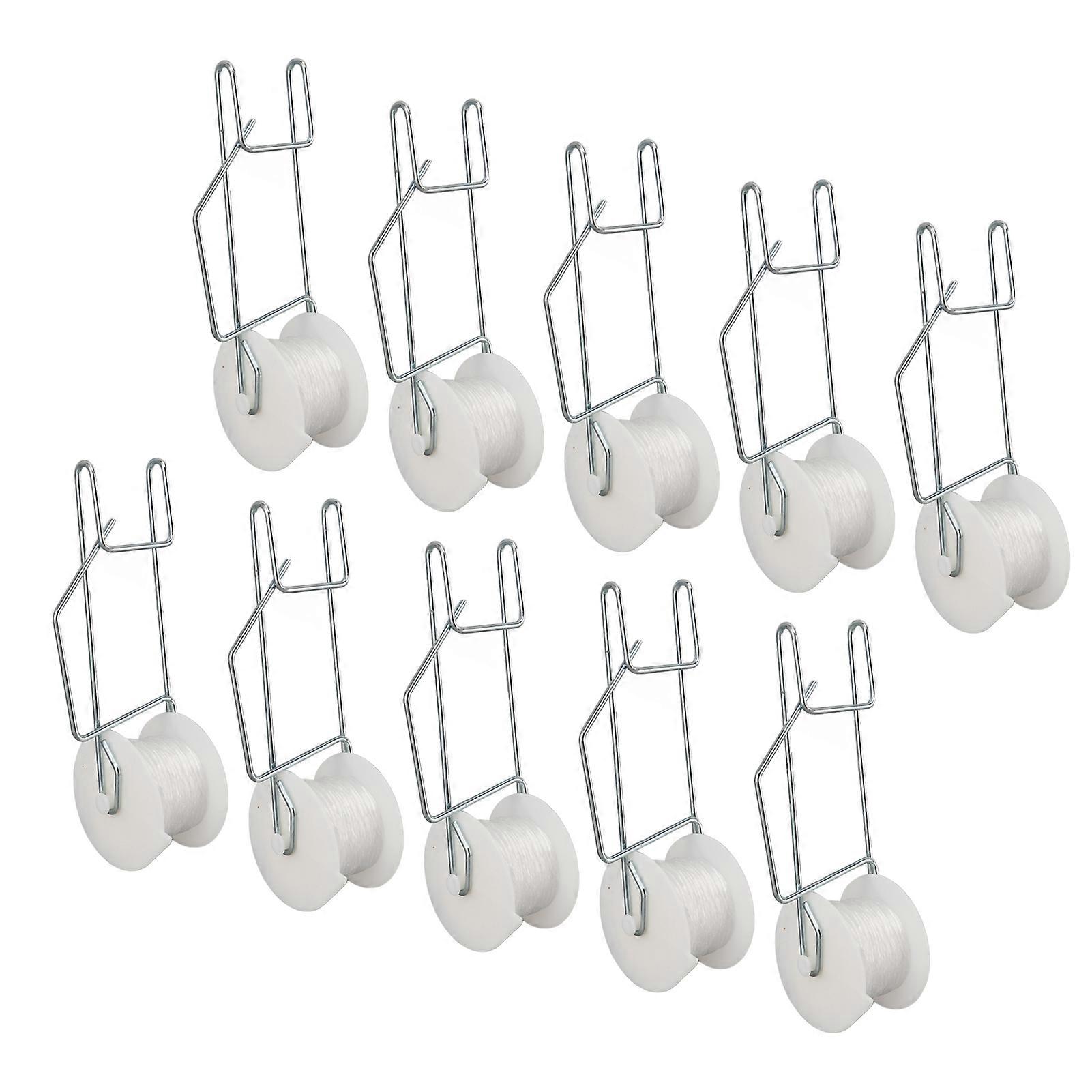 10pcs Tomato Roller Hooks Galvanized Steel Wire PP Heat Resistant Space Saving 15m Twine Vine Crop Trellis Roller Hooks for Cucumber Loofah Grapes