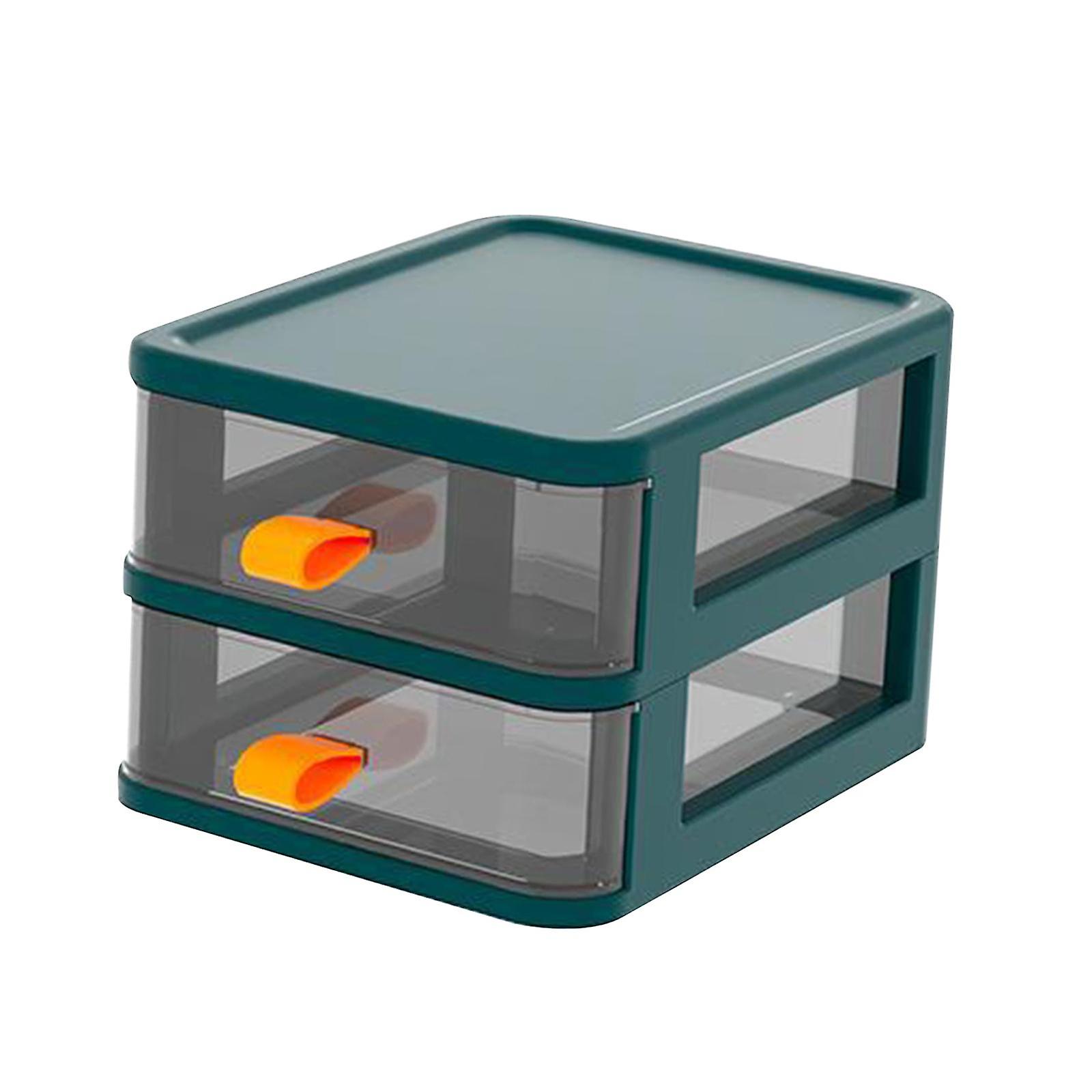 Tabletop Storage Box Organization Desk Organizer for Bathroom Makeups Office 2 layer green