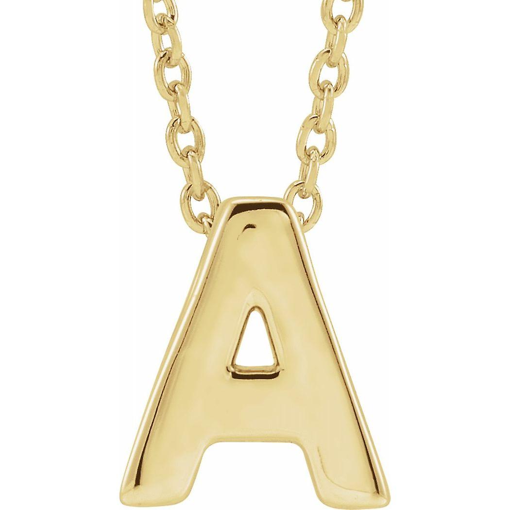 14k Gelbgold Buchstabe Name personalisierte Monogramm Initiale a 8x7mm 16 18 Zoll polierte Initiale Anhänger Slide Halskette-Stift