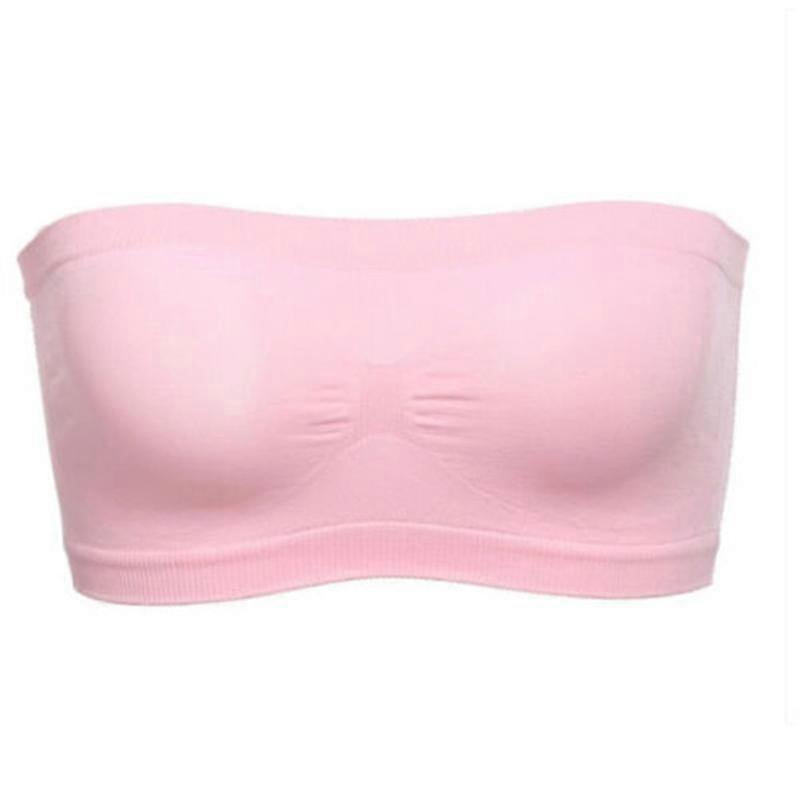Ladies Plain Boob Tube Strapless Bandeau Spandex Elastic Stretch Bra Crop Top