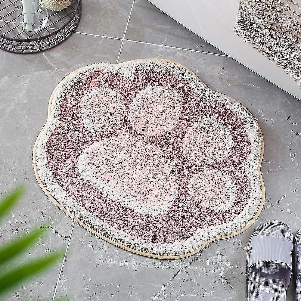 19.6" X 24.4" Cat Paw Bath Rug Bathroom Rug Bath Mat Non-slip Soft Shower Rug Plush Microfiber Water Abso