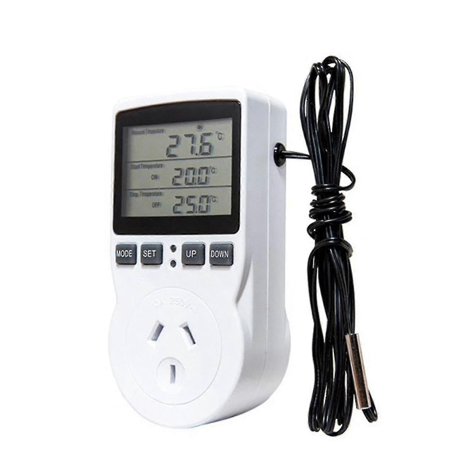 Regolatore di temperatura 16a 230v Grande schermo Lcd Display Termostato digitale Presa presa per calore Mat-color:au Spina