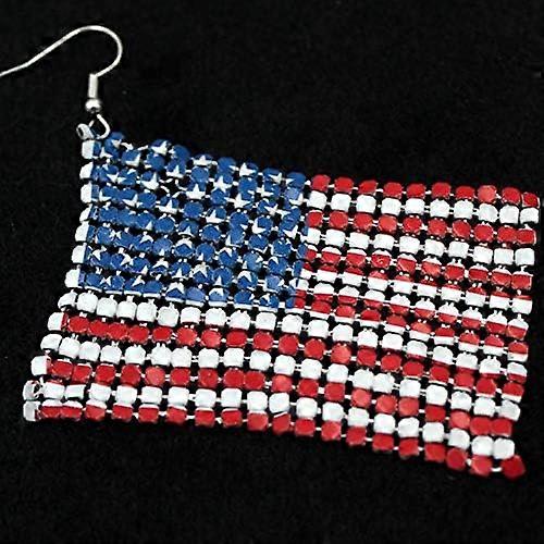 Patriotic American Flag Earrings - Red White Blue Metal Mesh Dangle Earrings For 4th Of July 8 thumbnail image