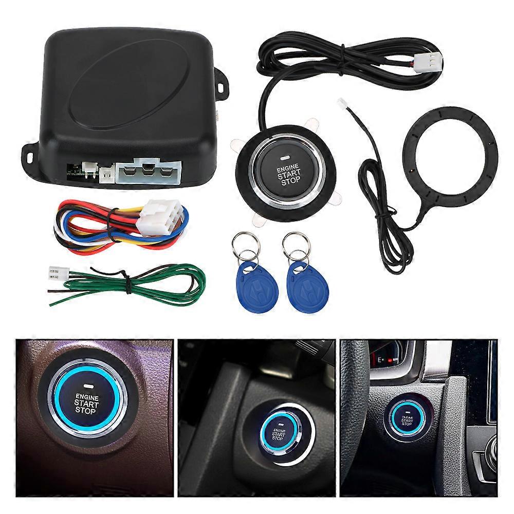 12V Entry Car Key Systems Key blade Ignition Starter Switch Engine Push Button  Alarm One Start Stop Button less Entry Starter Antitheft System