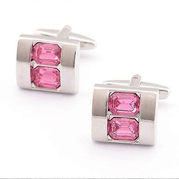 Pair of Men Crystal Style Cufflinks Sleeves Buttons (Pink)