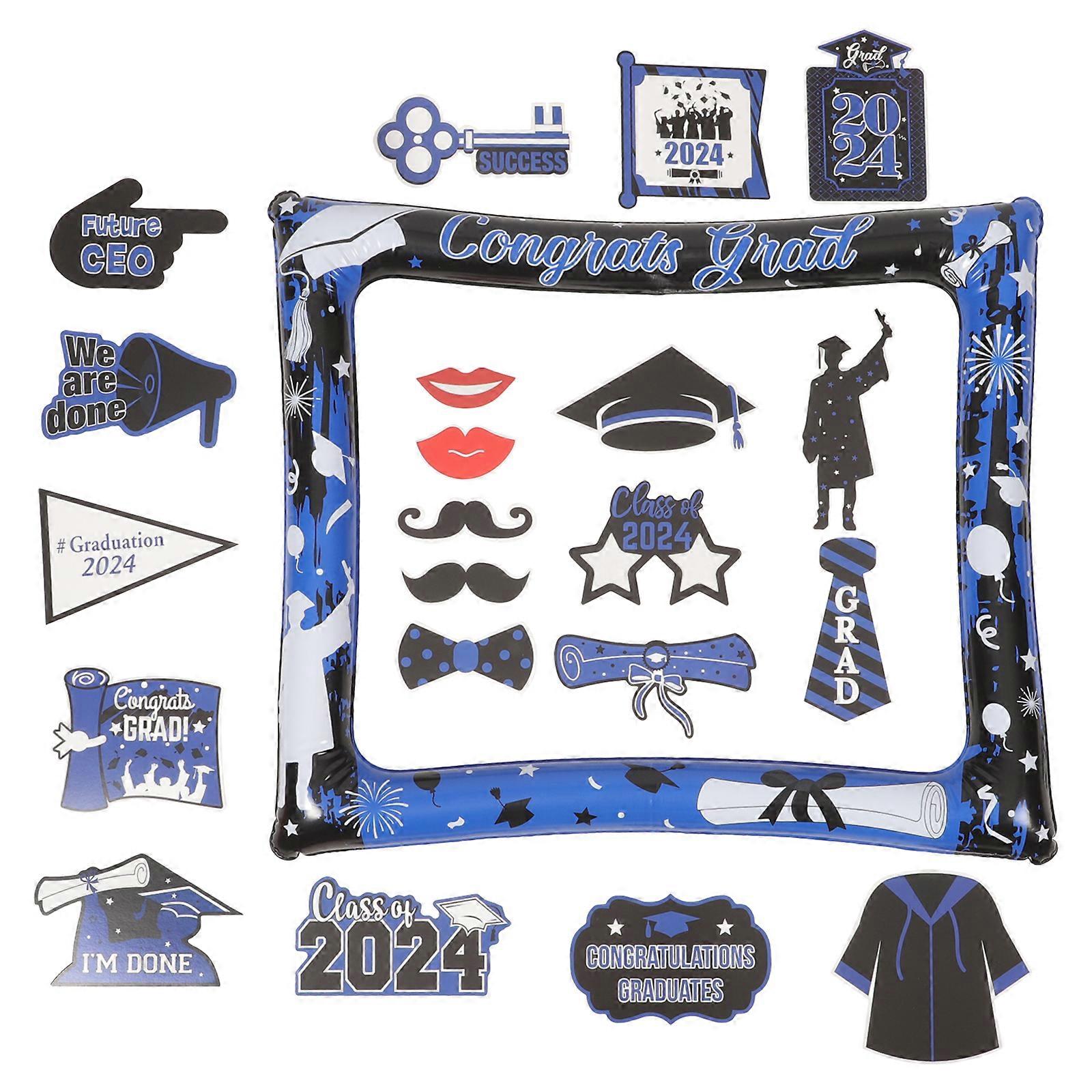 1 Set Graduation Photo Frame and Booth Prop Inflatable Selfie Photo Frame Blue