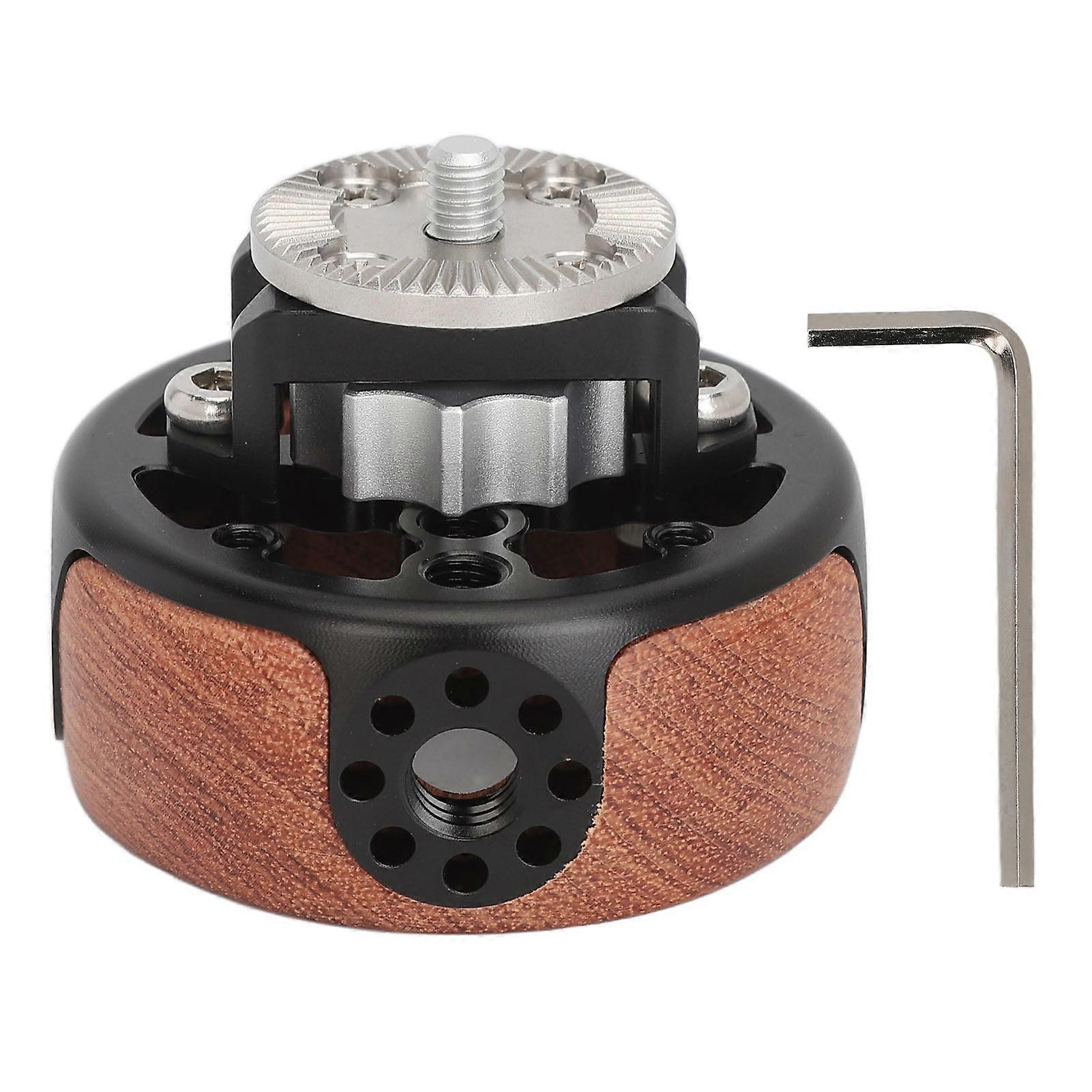 Camera Round Handle Grip With 1/4in 3/8in For Arri M6 Rosette Wooden Rotation Quick Release Camera Cage Accessory 3217 For Dslr Video