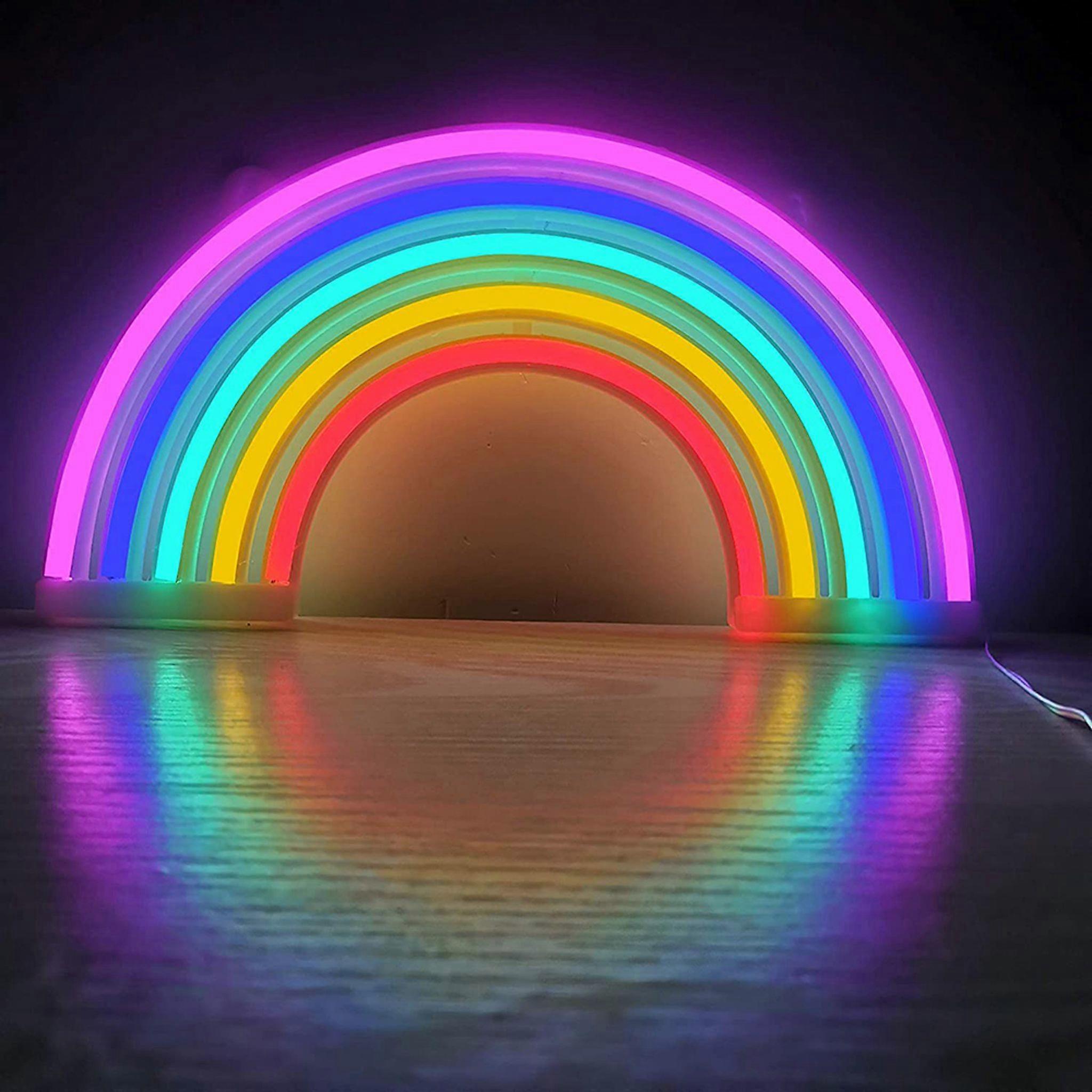 LED نيون تسجيل ضوء الديكور ضوء النيون المنزل ليلة ضوء ديكور الجدار أضواء الديكور ، بطارية تعمل ، علامة قوس قزح