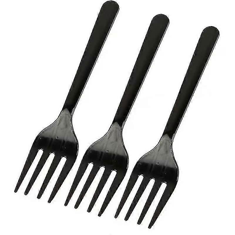100pcs Black Plastic Forks