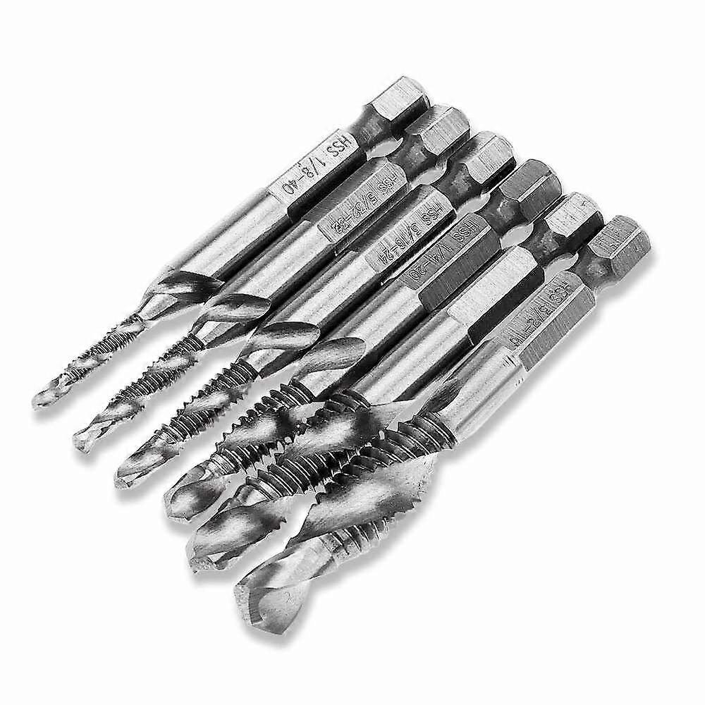 6-delige HSS Hex Shank Combinatie Boeren Bits Tap Countersink Set