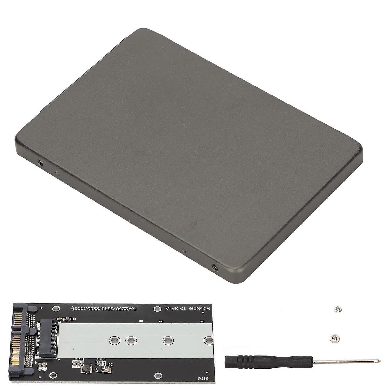 NGFF M.2 to SATA3.0 SSD Enclosure 6Gbps High Heat Dissipation Ultra Thin 2.5in SSD Hard Disk Adapter Box Gray