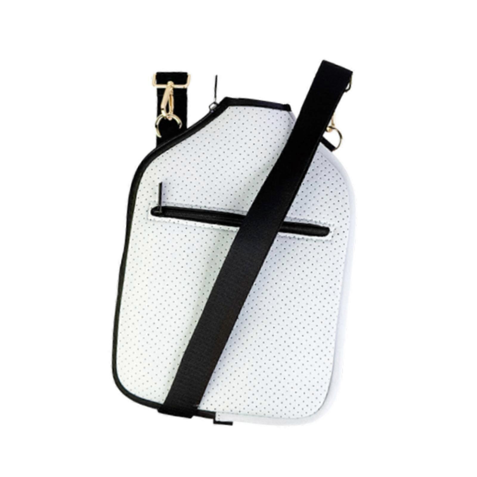 Neoprene Paddle Cover Case with Shoulder Strap Storage Carrier Racket Sleeve White