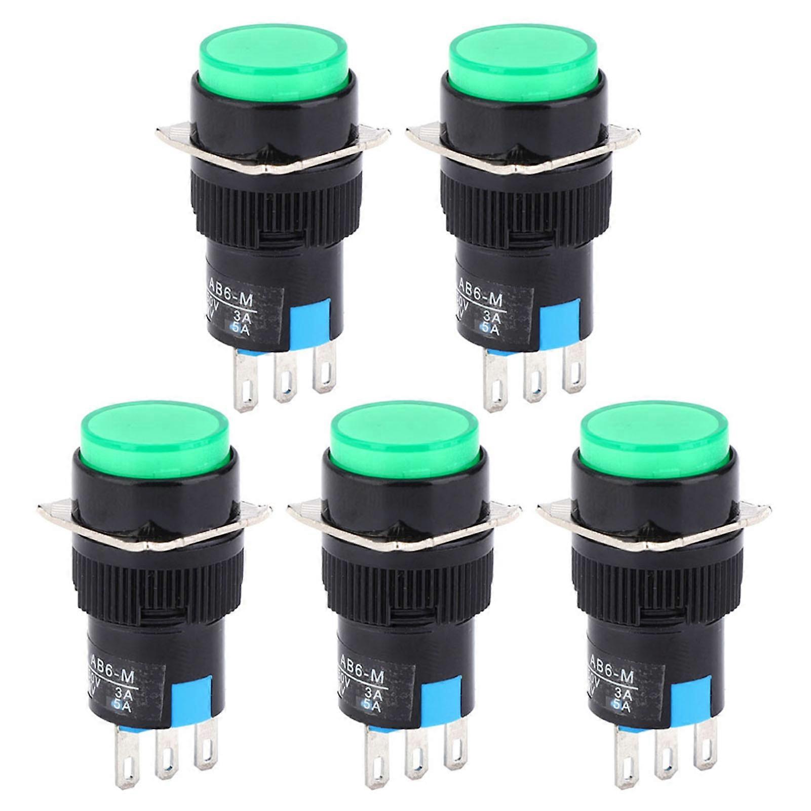 5PCS Momentary Push Button Switch LA16?11/AB6?M AC 250V 3A DC 30V 5A Round Button Switch