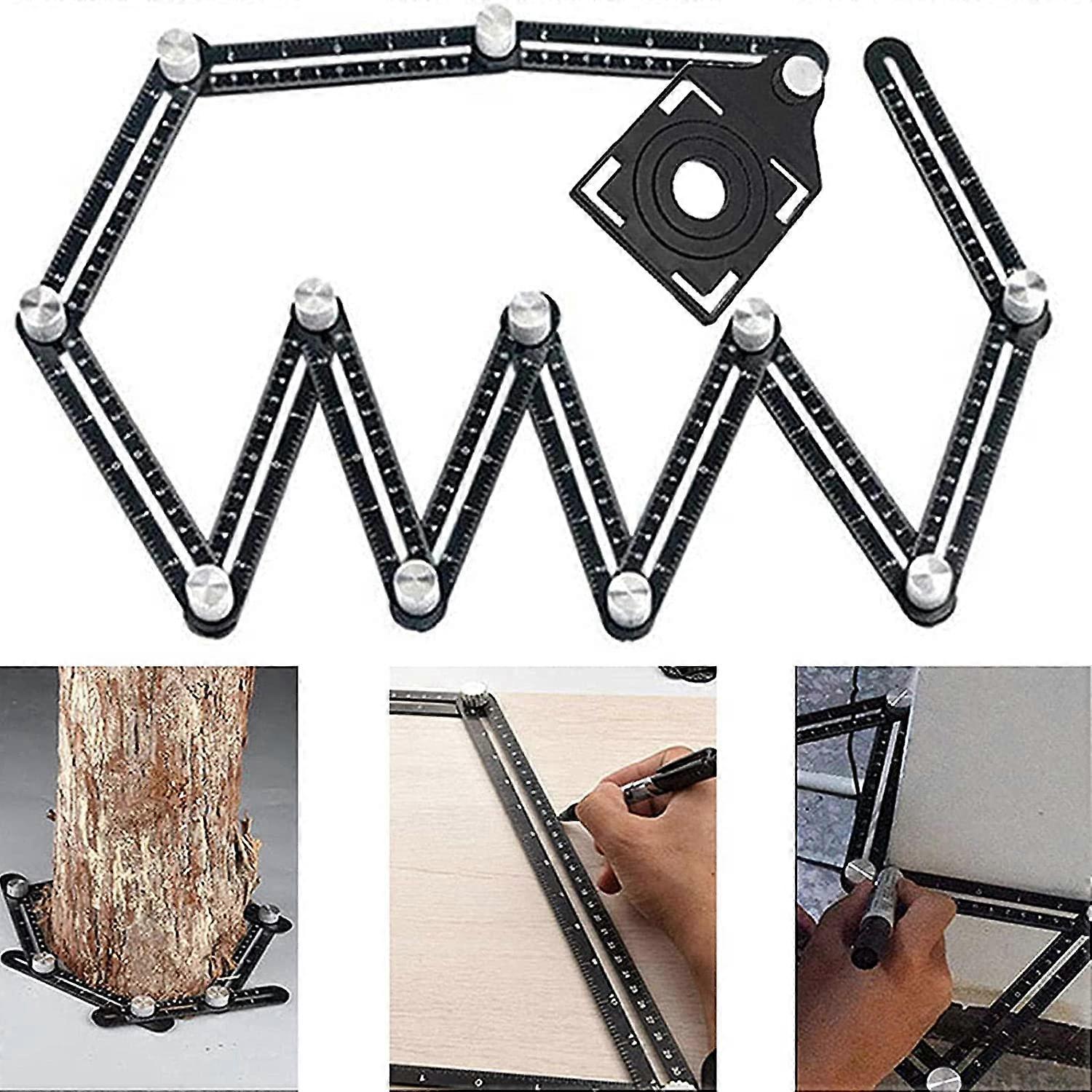 Tiler Multi-Angle Measuring Ruler, Aluminum Alloy Tool, 12pcs sidstyles Tools, Suitable for Carpentry, Ceramic Tiles, Architects, Template Tools