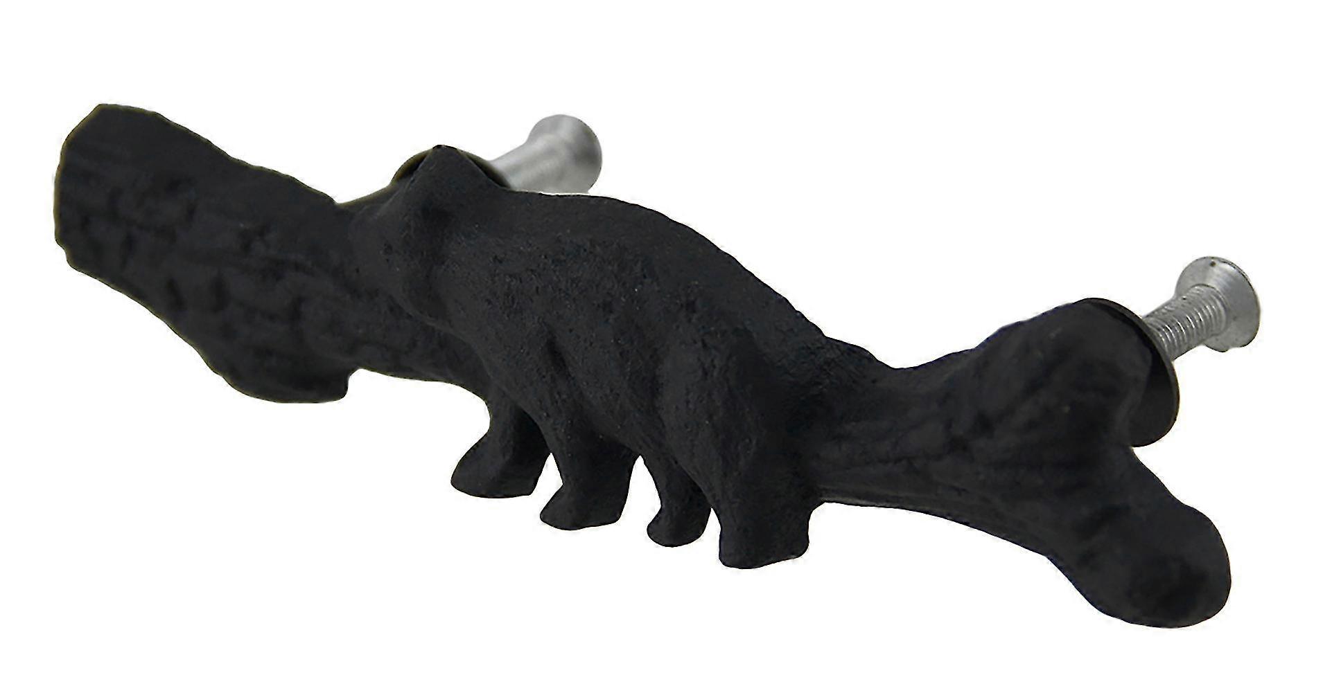 6 Piece Matte Black Forest Bear Cast Iron Drawer Pull Set