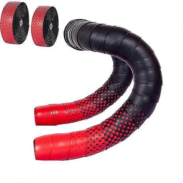 Bike Handlebar Tape Road Bicycle Two-colors Bar Tapes 2 Roll Pu Leather Surface Eva Foam Cycling Handle Bar Wraps With End Plugs