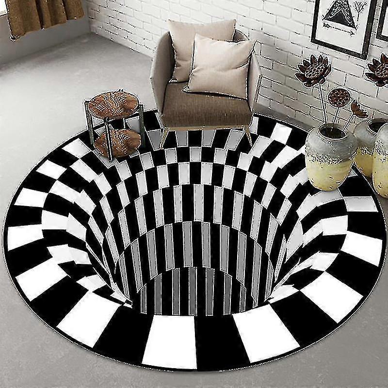 Halkfri 3d Vortex Visual Illusion Matta Tryckt Optisk Illusion Area Golvplatta