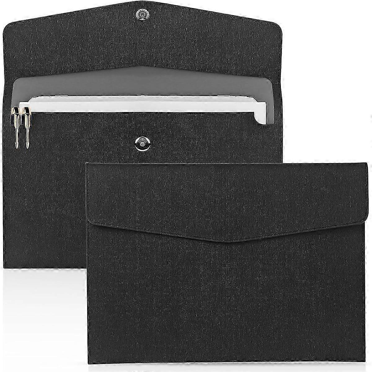 2Pcs Document File Folder, Waterproof Thin PU Leather A4 Envelope Folder Expanding File Organizer P