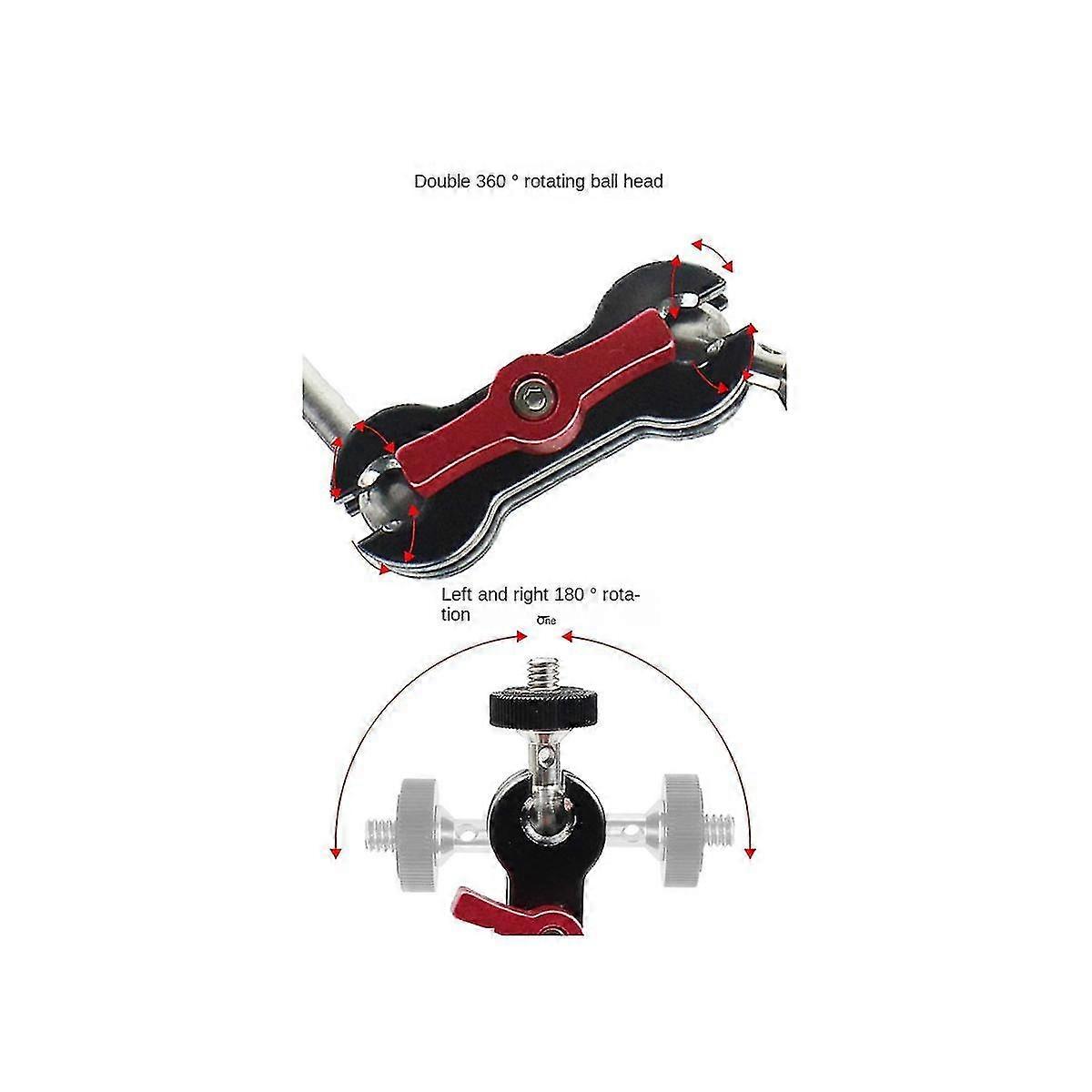 Articulating Arm Mount Double Ballhead 1/4 Inch Screw For Dslr Camera Light Tripod Live Hot Shoe Br