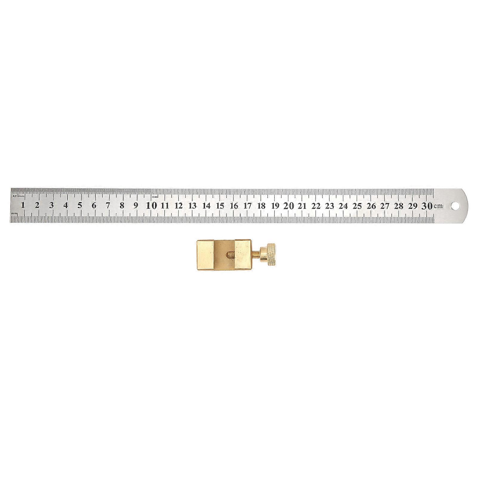 Steel Ruler Positioning Block Woodworking Line Scriber Locator Measuring Tool with Ruler