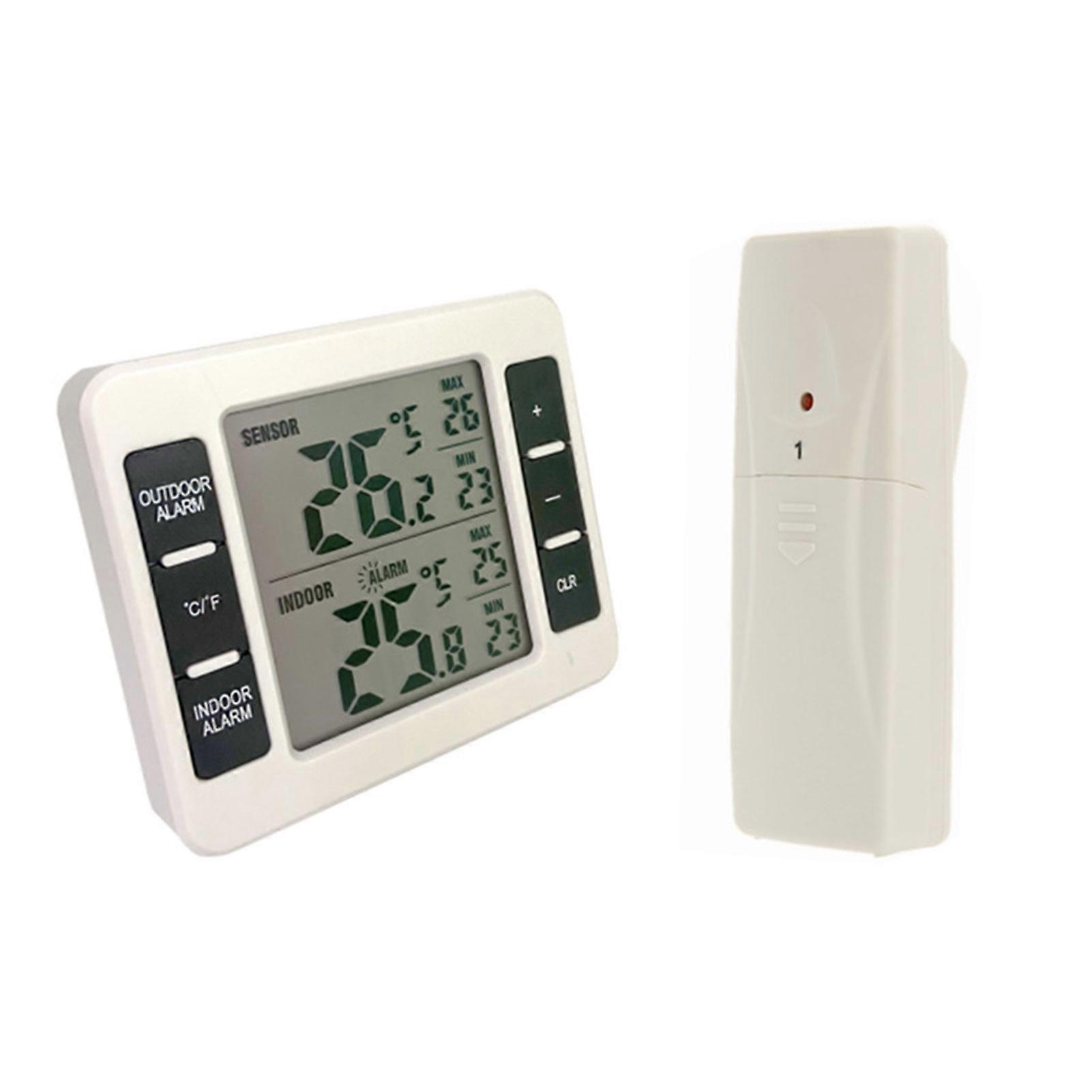Digital Wireless Refrigerator Freezer Thermometers Temp-Alarm 2 Sensor Indoor Outdoor Monitors for Home Kitchen