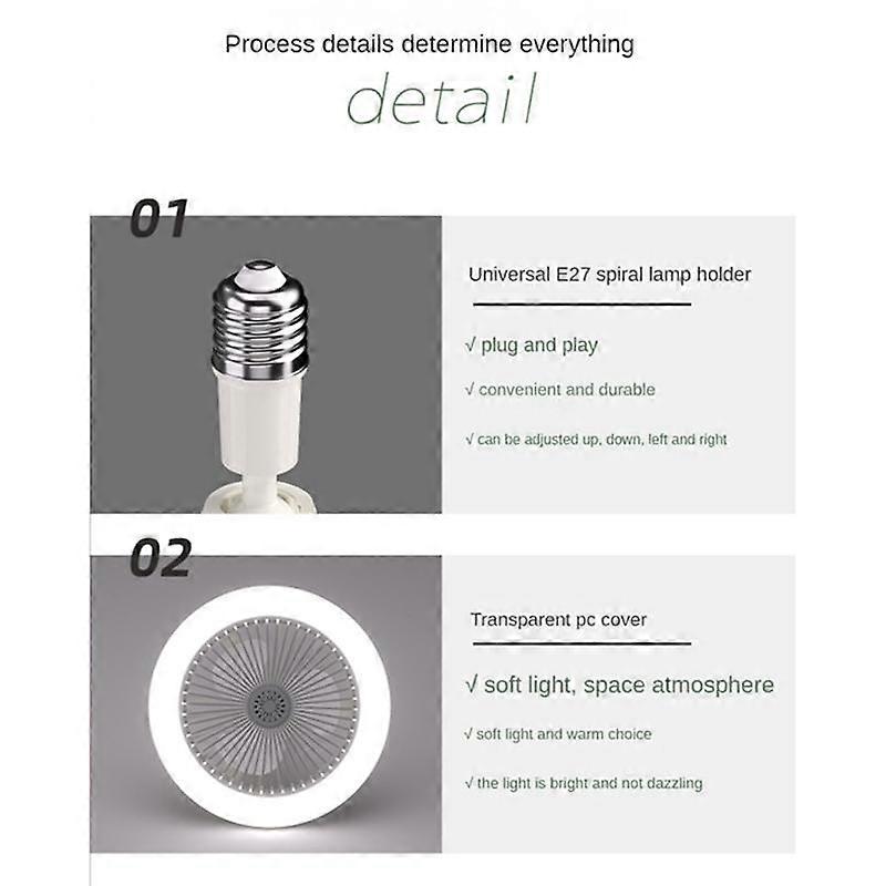 Ceiling Fan with Remote Control and Light 30W LED Lamp Fan Smart Silent Ceiling Fan E27 Converter B