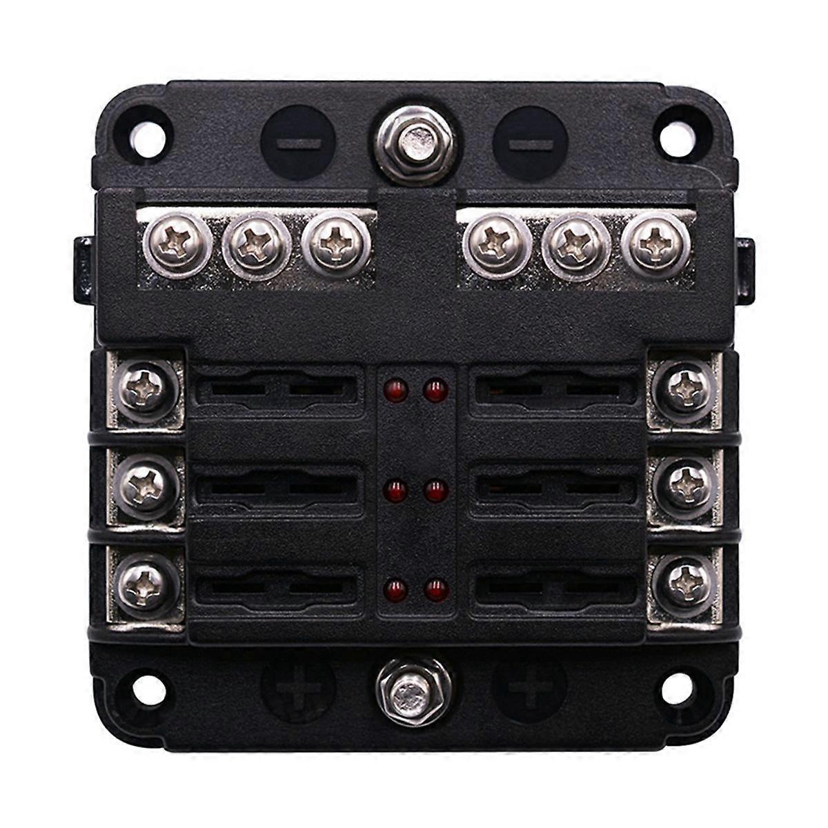 2Set 6-Way Waterproof Fuse Block with LED Indicator 12 Circuits Negative Marine Fuse Box for Dc 12/