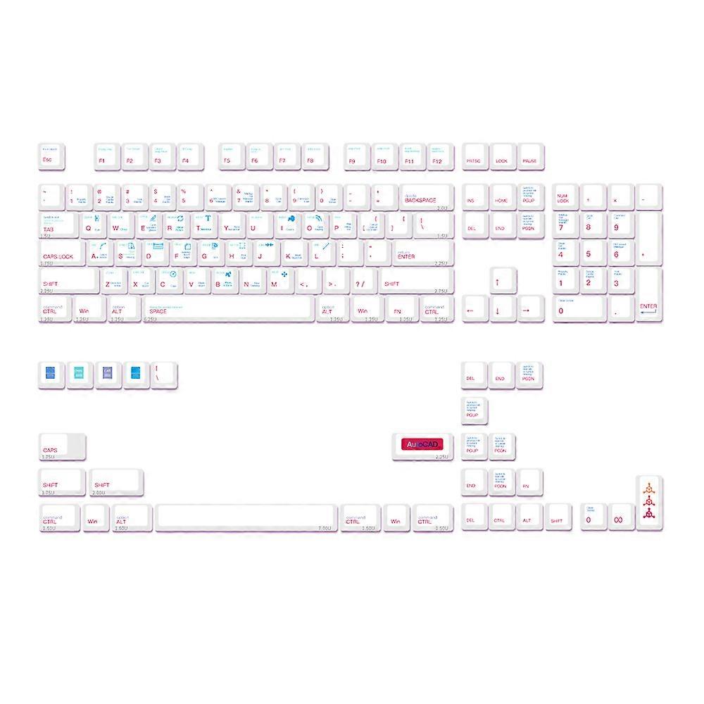 136-Key PBT CAD Keycaps High Sublimation Mechanical Keyboard Keycaps 6.25U 7U Small Full Keyboard