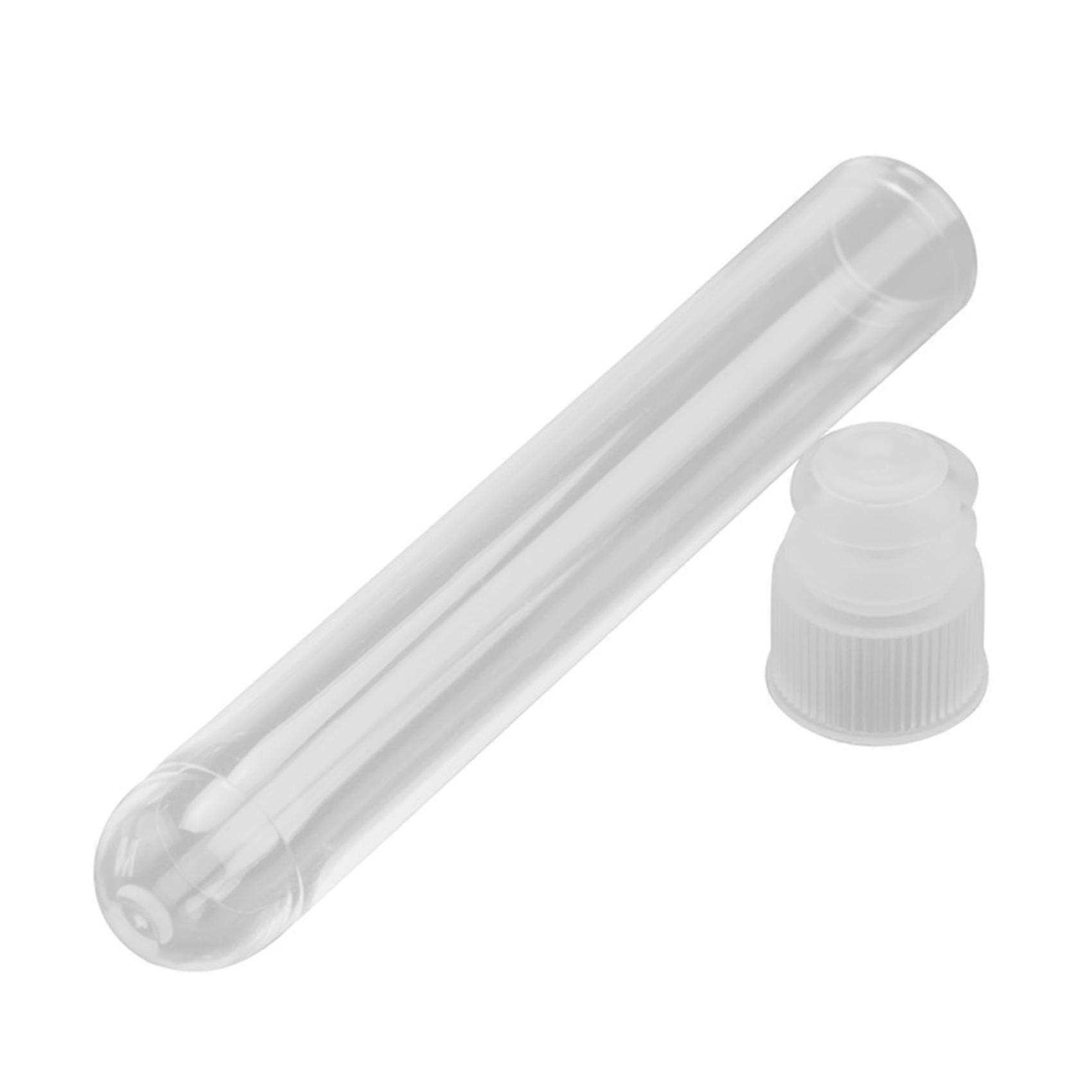 100Pcs Clear Plastic Test Tubes with White Screw Caps Sample Containers Bottles Caps 12X75mm
