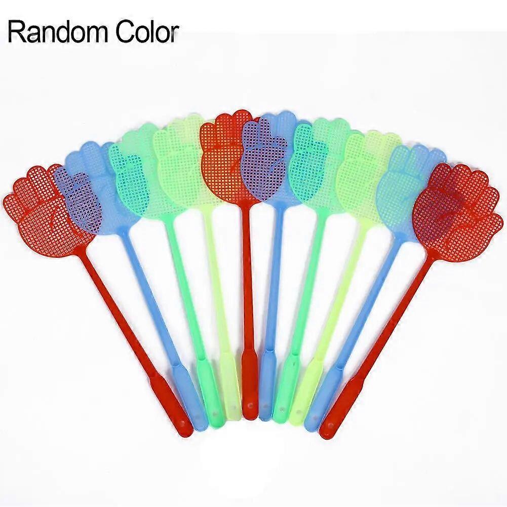 10 Packs Plastic High Quality Fly Swatter Long Handle Manual Swatter Fly Flapper Pest Control Tool Color Random