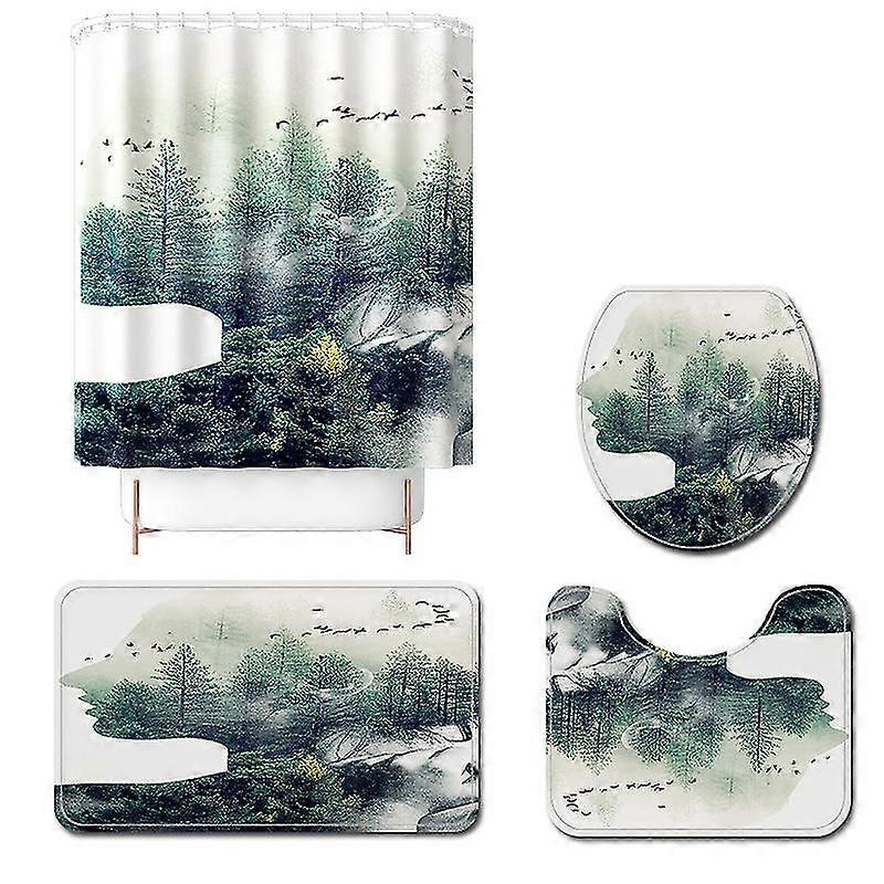 Mng Waterproof Forest Figure Printed Bath Mats